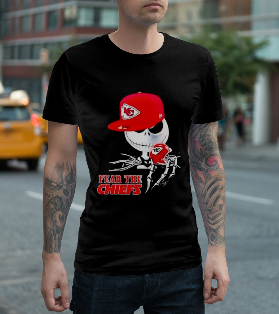 Jack Skellington Kansas City Chiefs Helmet Fear The Chiefs T-Shirt