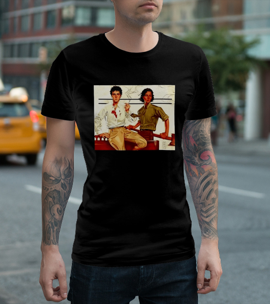 JAPH Two Men Smoking With Bloodstain T-Shirt