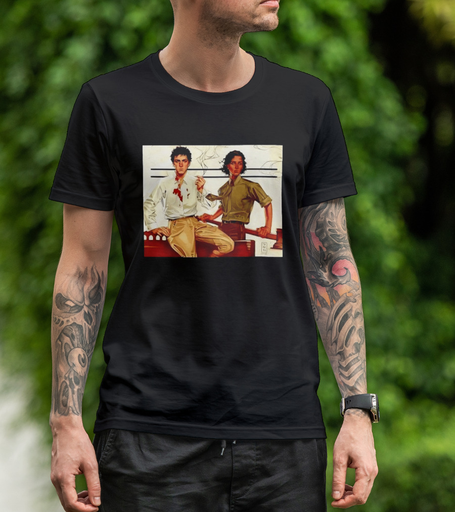 JAPH Two Men Smoking With Bloodstain T-Shirt
