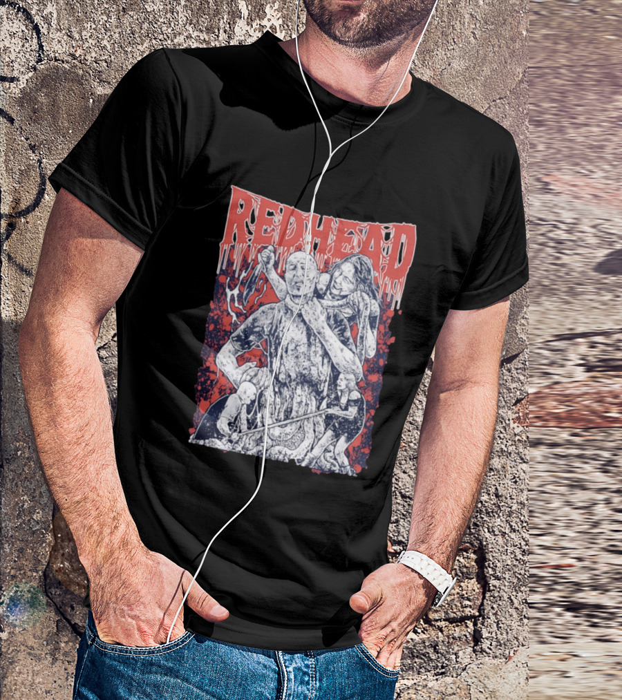 Red Head Horror Gruesome Comic Style Bloodied Figures T-Shirt