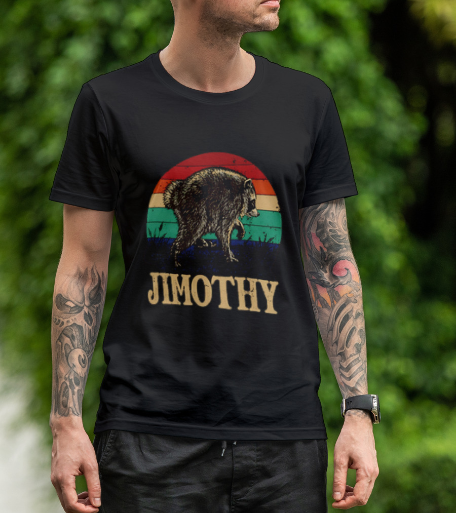 Jimothy Raccoon Retro Stripes Ballard Seattle T-Shirt