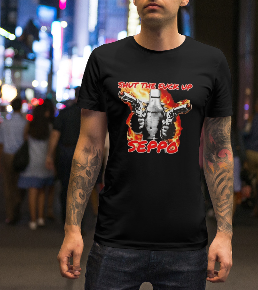 Shut The Fuck Up Seppo Dual Revolvers Fire Knight T-Shirt