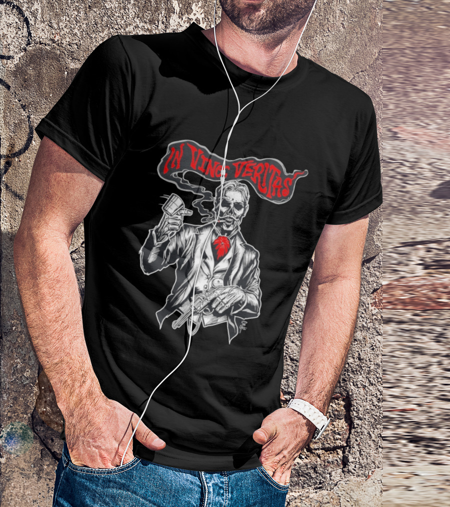 Skeleton Doc Holliday In Vino Veritas Smoking Gun Wine Cup T-Shirt