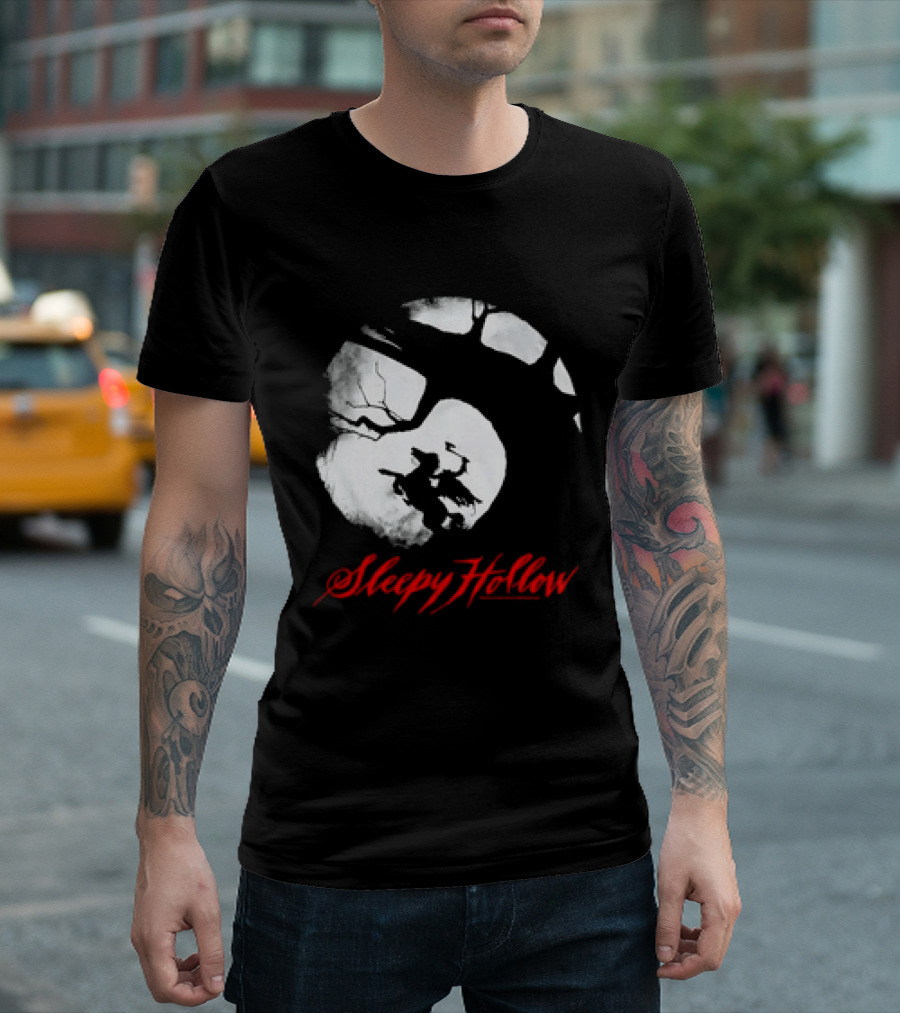 Sleepy Hollow Red Lettering Crescent Moon T-Shirt