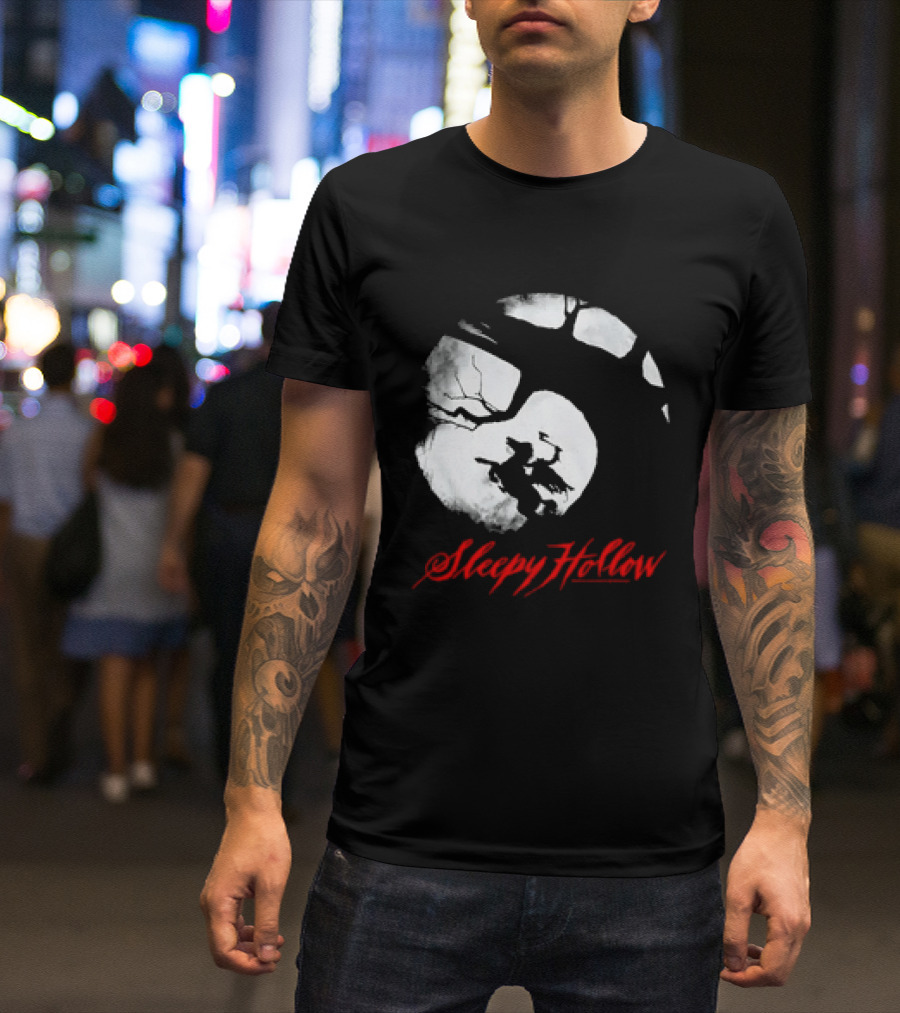 Sleepy Hollow Red Lettering Crescent Moon T-Shirt