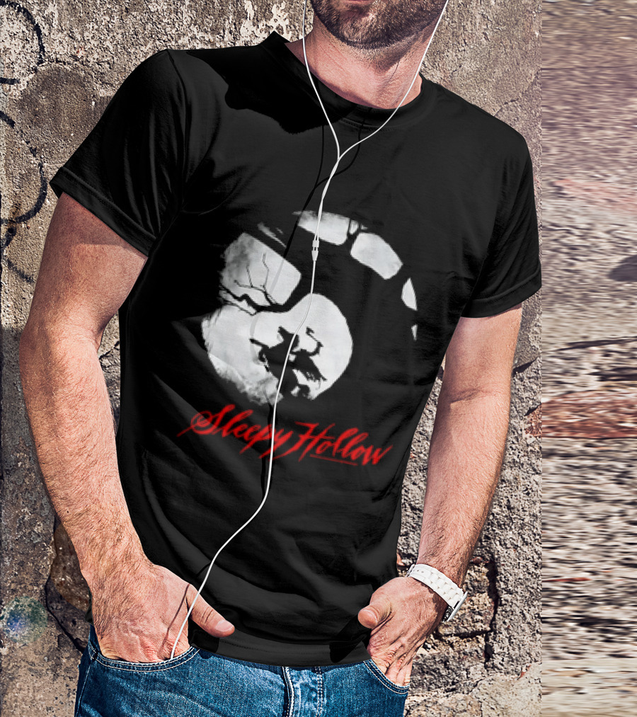 Sleepy Hollow Red Lettering Crescent Moon T-Shirt