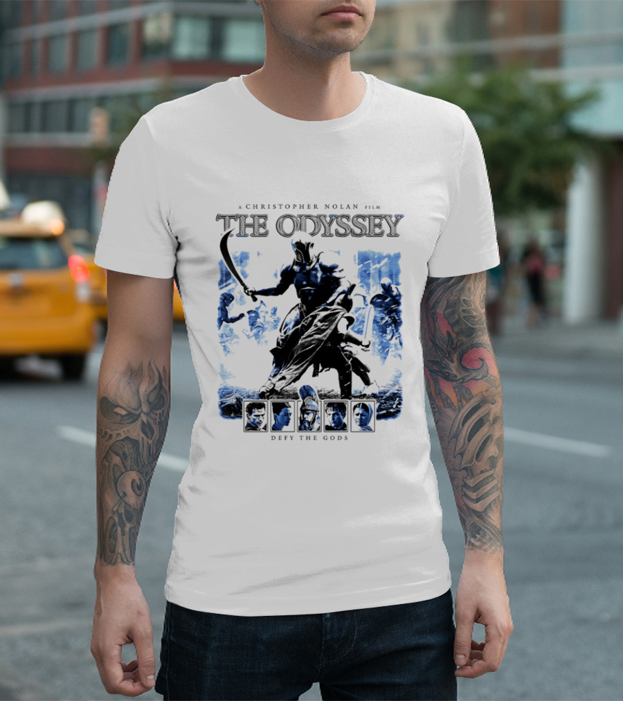 A Christopher Nolan Film The Odyssey Defy The Gods Movie Epic Adventure T-Shirt