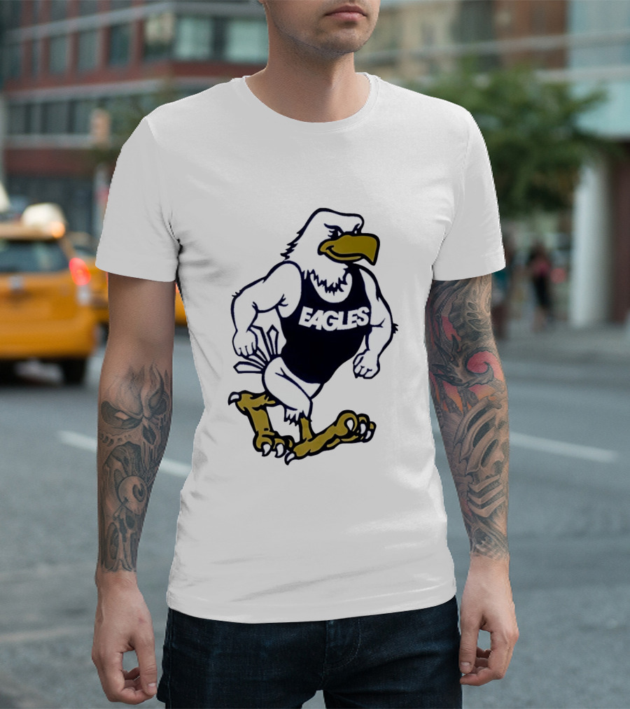 Eagles Athletic Mascot Running Eagle Motif T-Shirt