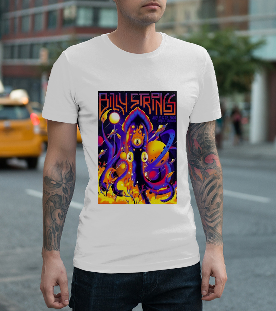 Billy Strings Boston MA July 21 22 2026 Live Agganis Arena Event Psychedelic Cosmic Squid T-Shirt