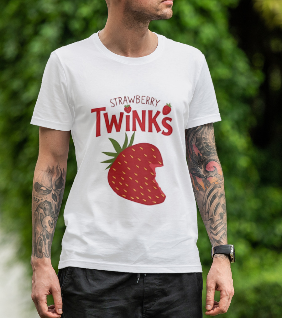 Strawberry Twinks Bitten Berry Fun Playful T-Shirt