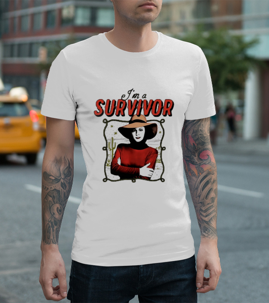 I'm A Survivor Woman Desert Vibes Western Cactus Hat T-Shirt