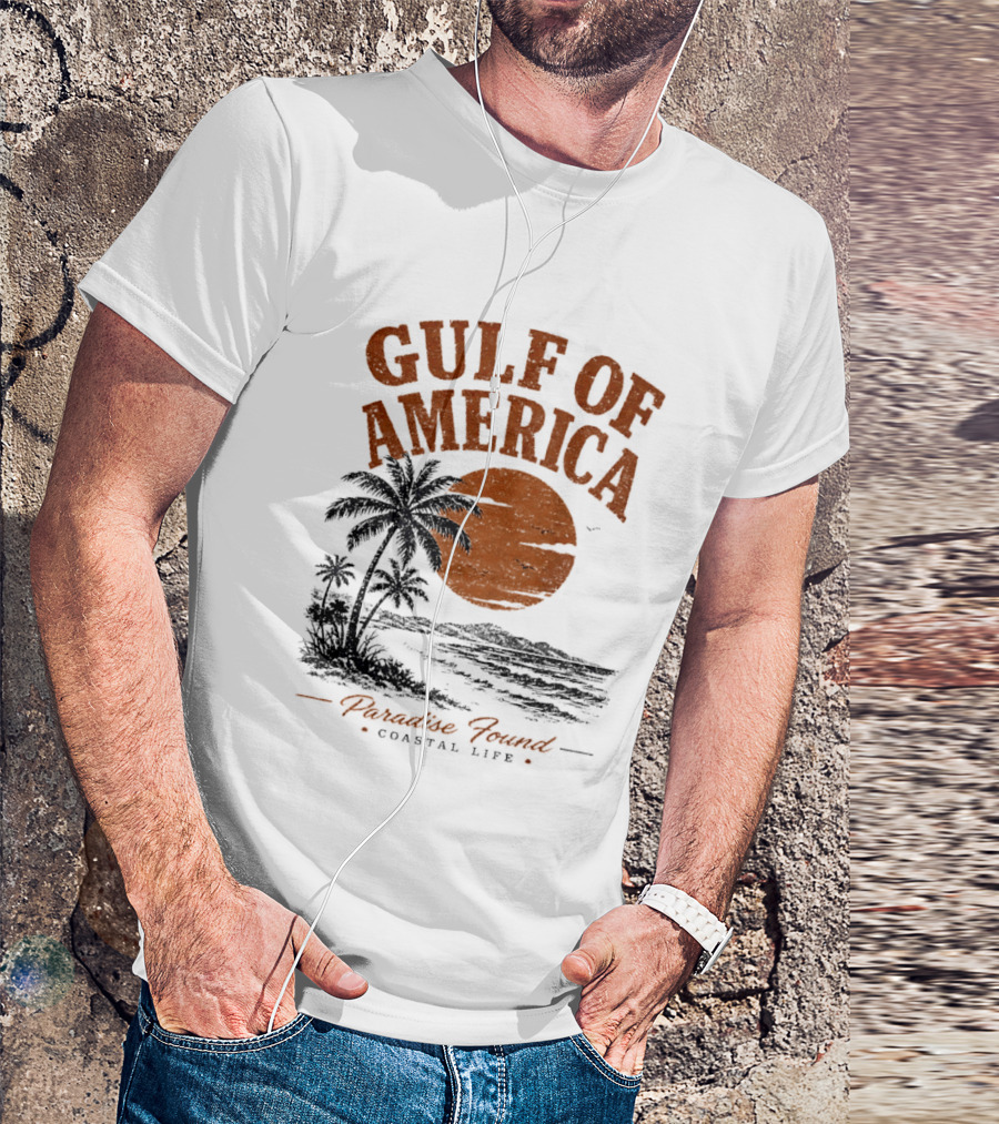 Gulf Of America Paradise Found Coastal Life Palm Sunset T-Shirt