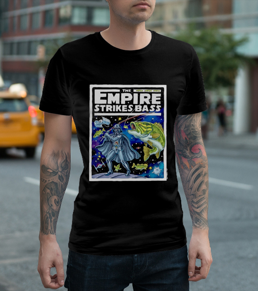 The Empire Strikes Bass Darth Vader Fishing Space Adventure T-Shirt