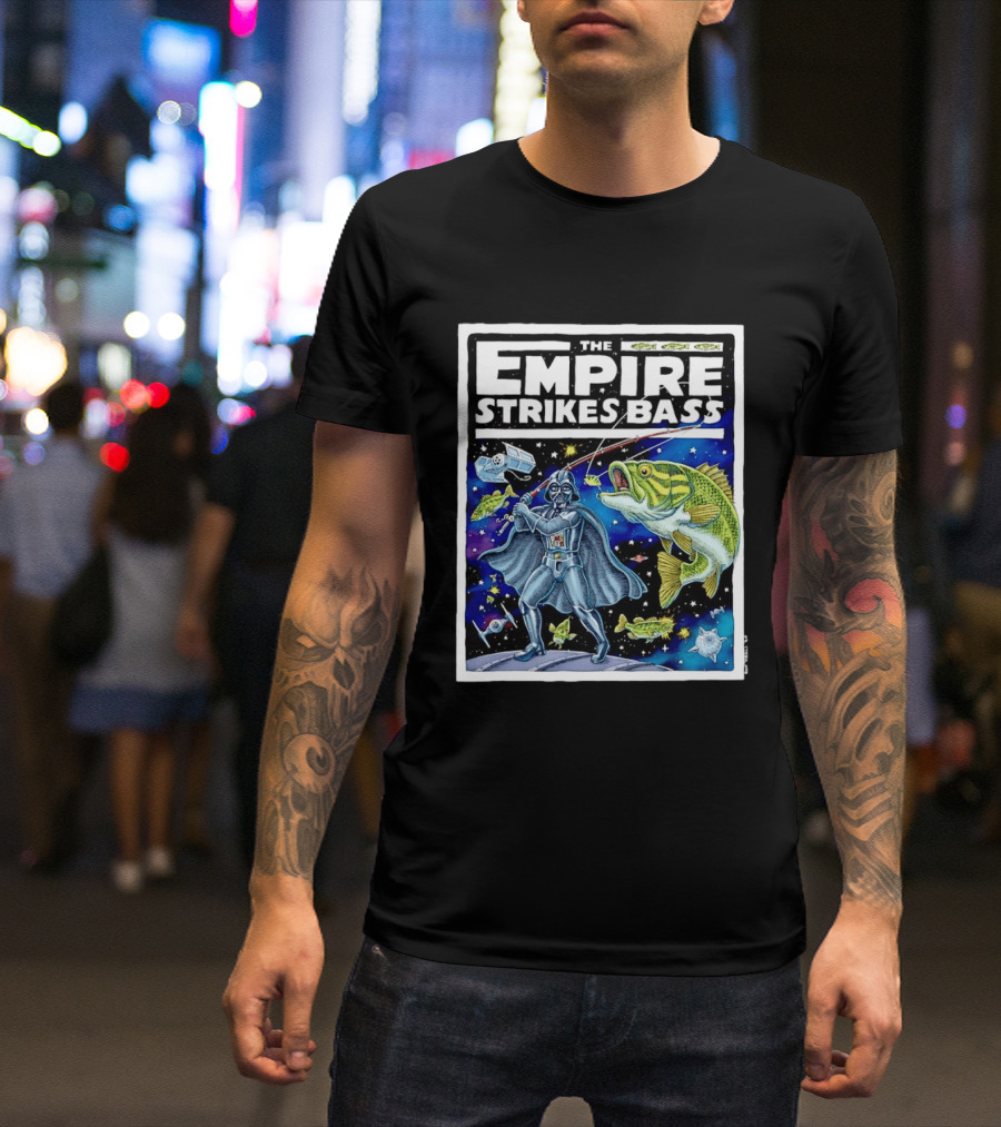 The Empire Strikes Bass Darth Vader Fishing Space Adventure T-Shirt