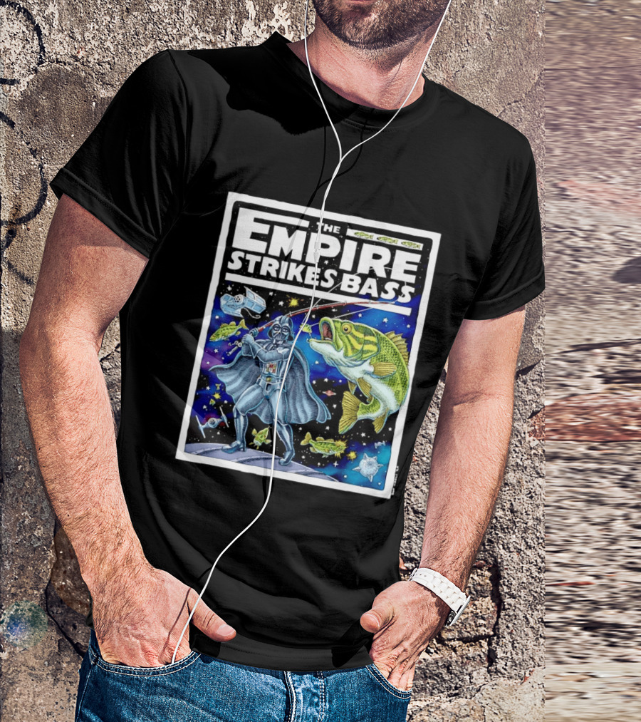 The Empire Strikes Bass Darth Vader Fishing Space Adventure T-Shirt
