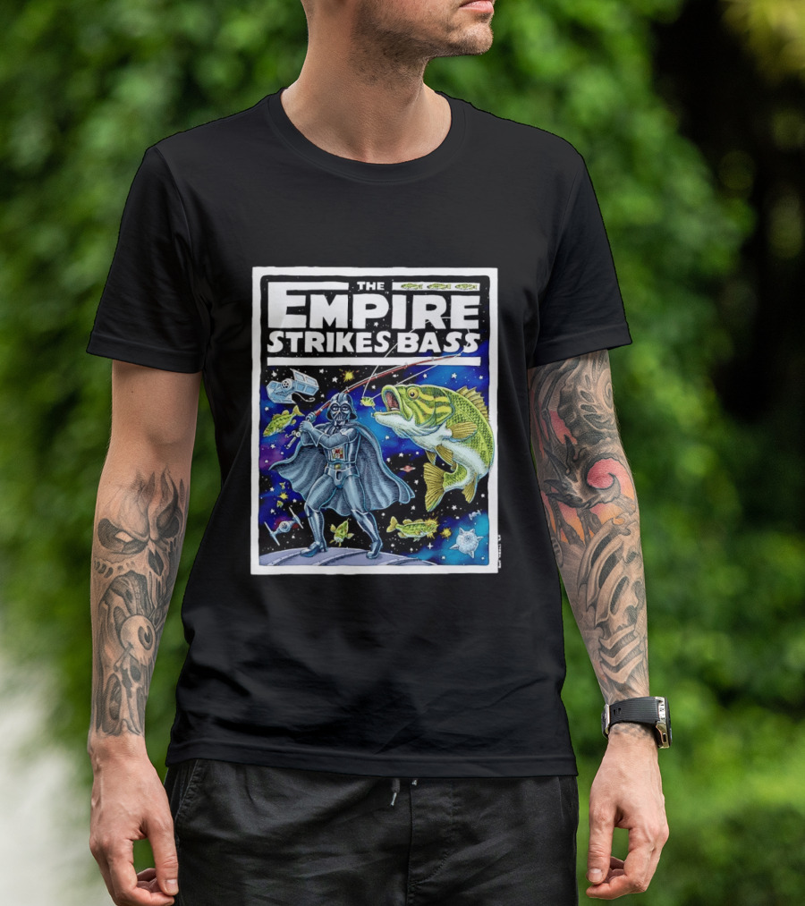 The Empire Strikes Bass Darth Vader Fishing Space Adventure T-Shirt