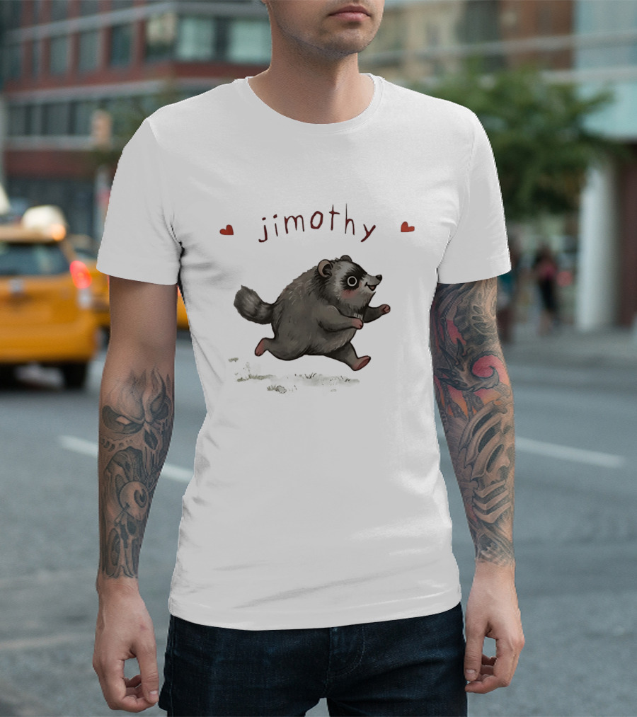 Jimothy Raccoon Cute Cartoon Character With Hearts T-Shirt