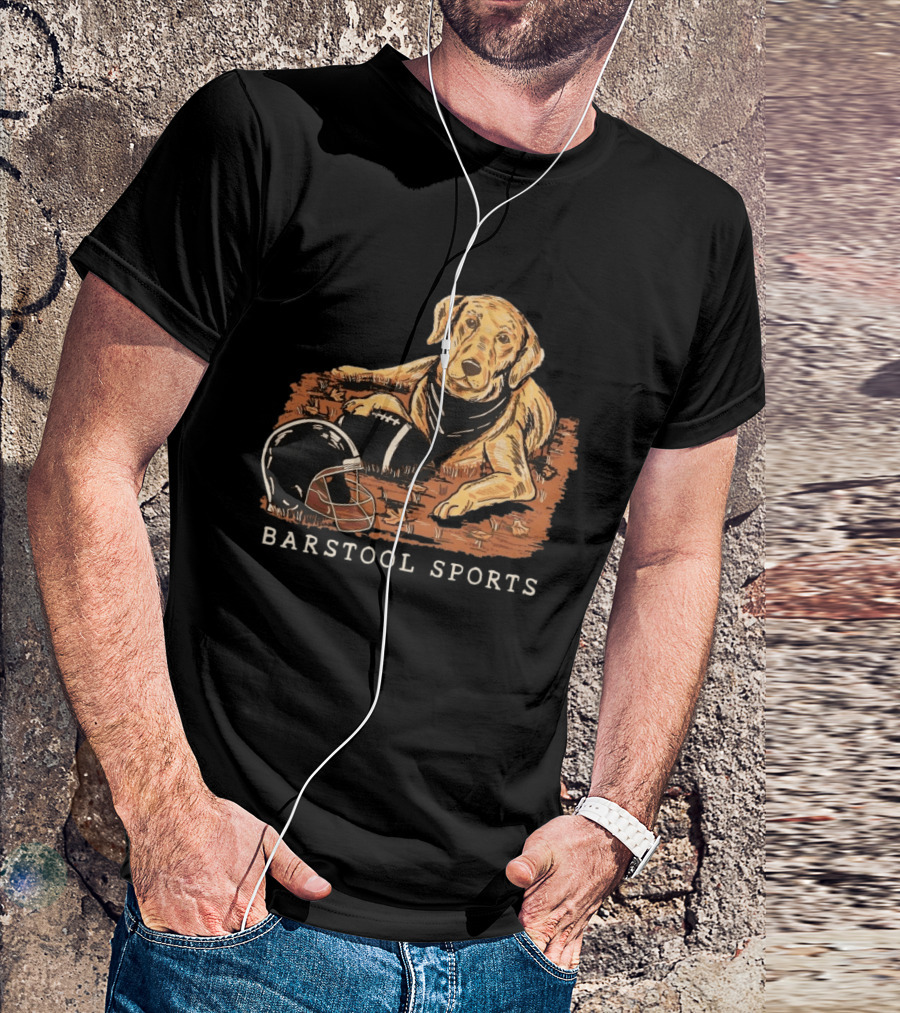 Barstool Sports Fall Football Dog With Helmet And Leaves T-Shirt