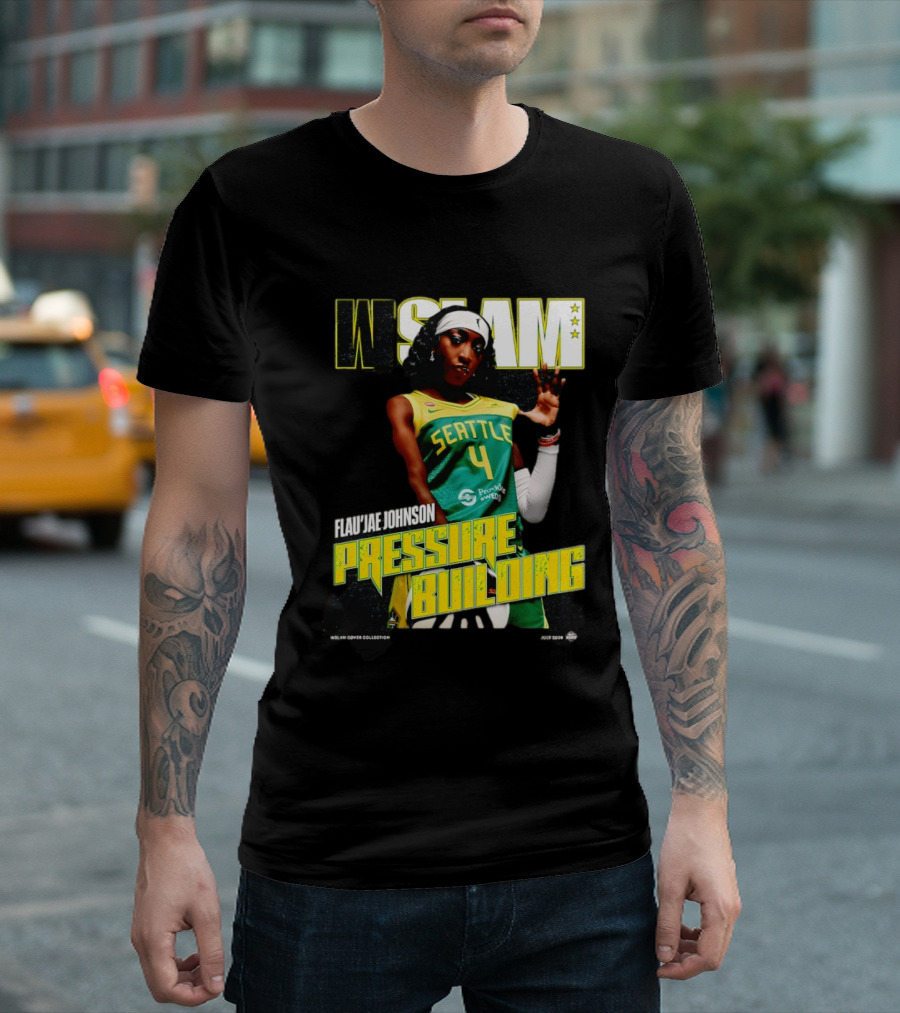 W SLAM Flau'jae Johnson Seattle Storm Pressure Building T-Shirt