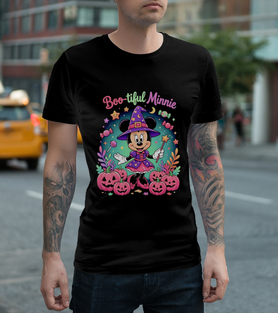 Boo Tiful Minnie Halloween Pumpkin Witch Disney Magic T-Shirt
