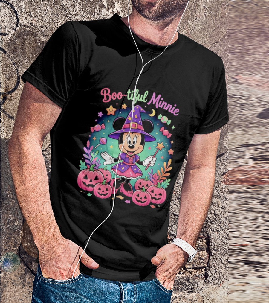 Boo Tiful Minnie Halloween Pumpkin Witch Disney Magic T-Shirt