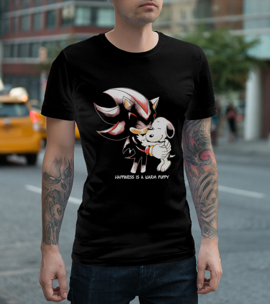 Happiness Is A Warm Puppy Shadow The Hedgehog Embrace T-Shirt