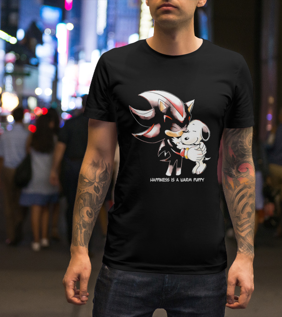 Happiness Is A Warm Puppy Shadow The Hedgehog Embrace T-Shirt