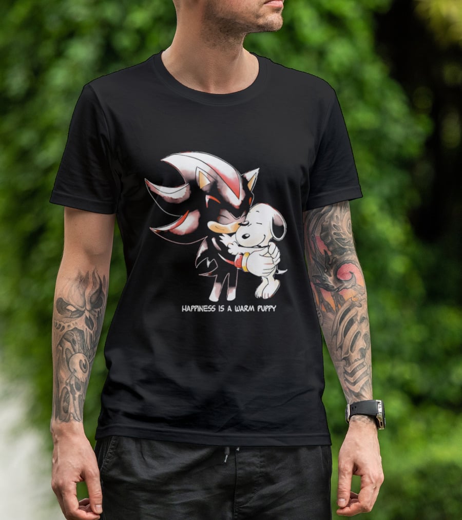 Happiness Is A Warm Puppy Shadow The Hedgehog Embrace T-Shirt
