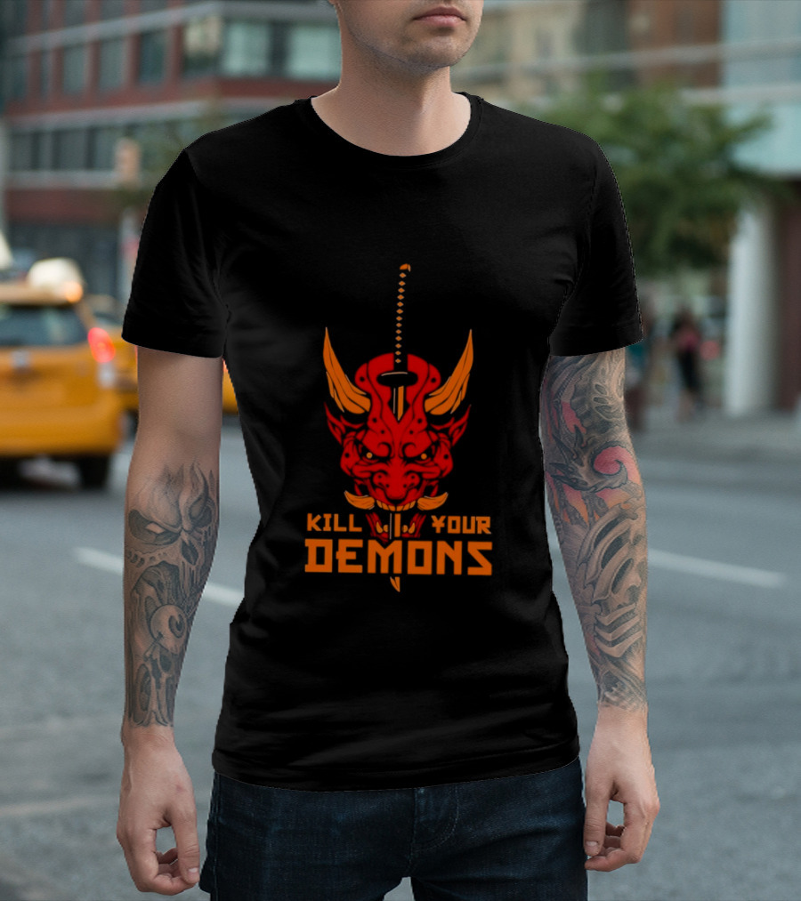 Kill Your Demons Oni Mask Samurai Sword T-Shirt