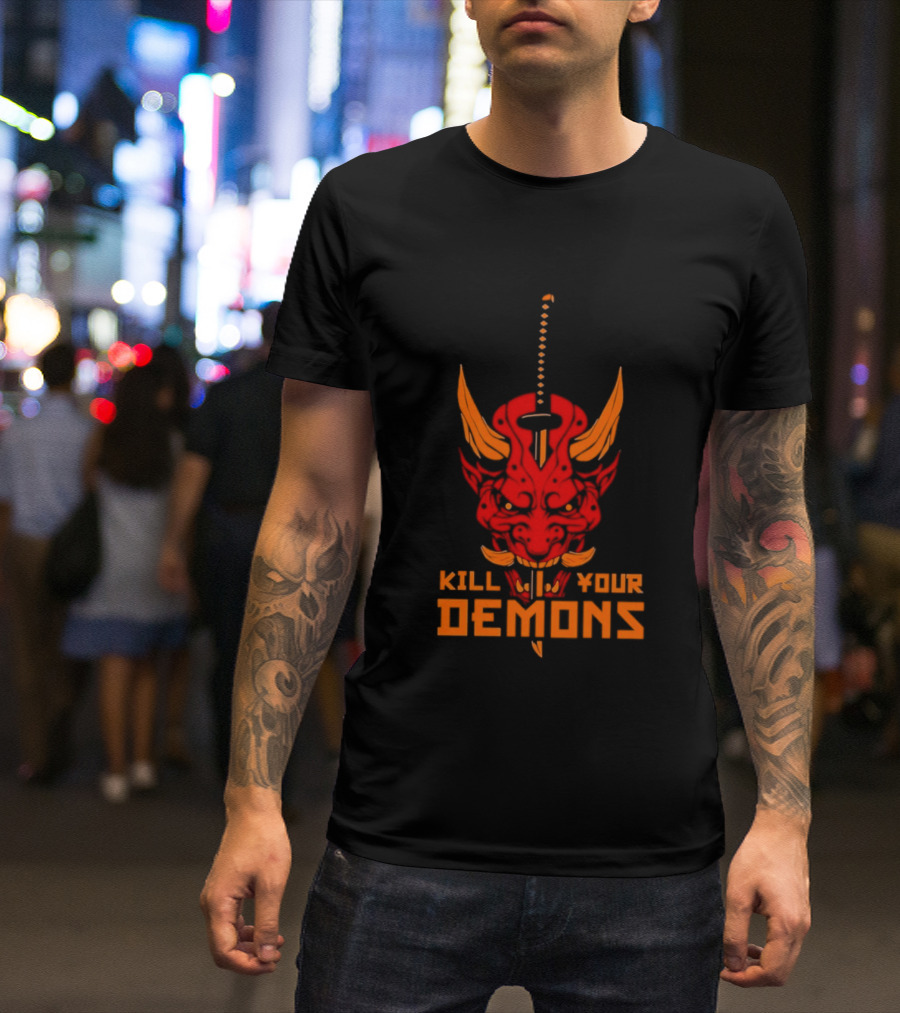 Kill Your Demons Oni Mask Samurai Sword T-Shirt