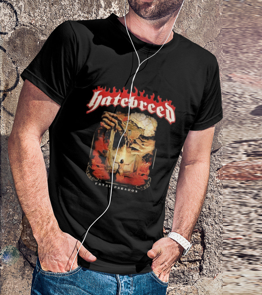 Hatebreed Fatal Paradox Fiery Artwork With Hands And Figure T-Shirt