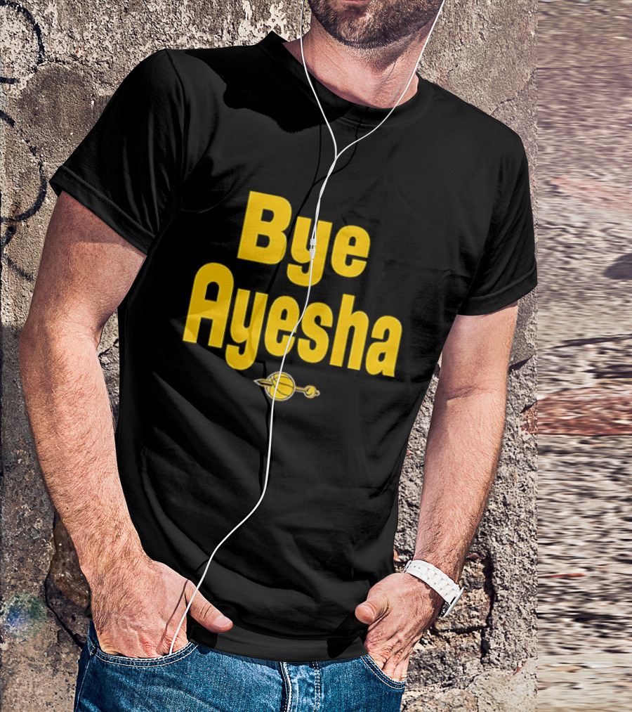 Bye Ayesha Basketball Team Yellow Text With Ball And Hoop T-Shirt