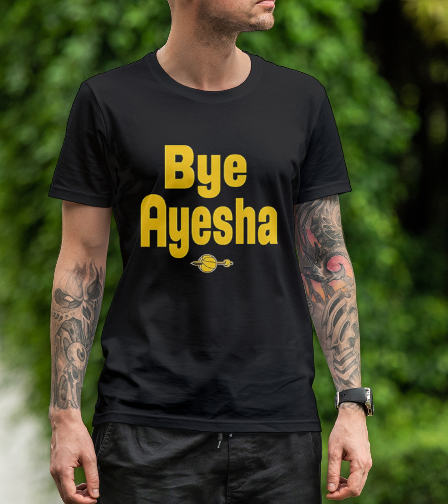 Bye Ayesha Basketball Team Yellow Text With Ball And Hoop T-Shirt