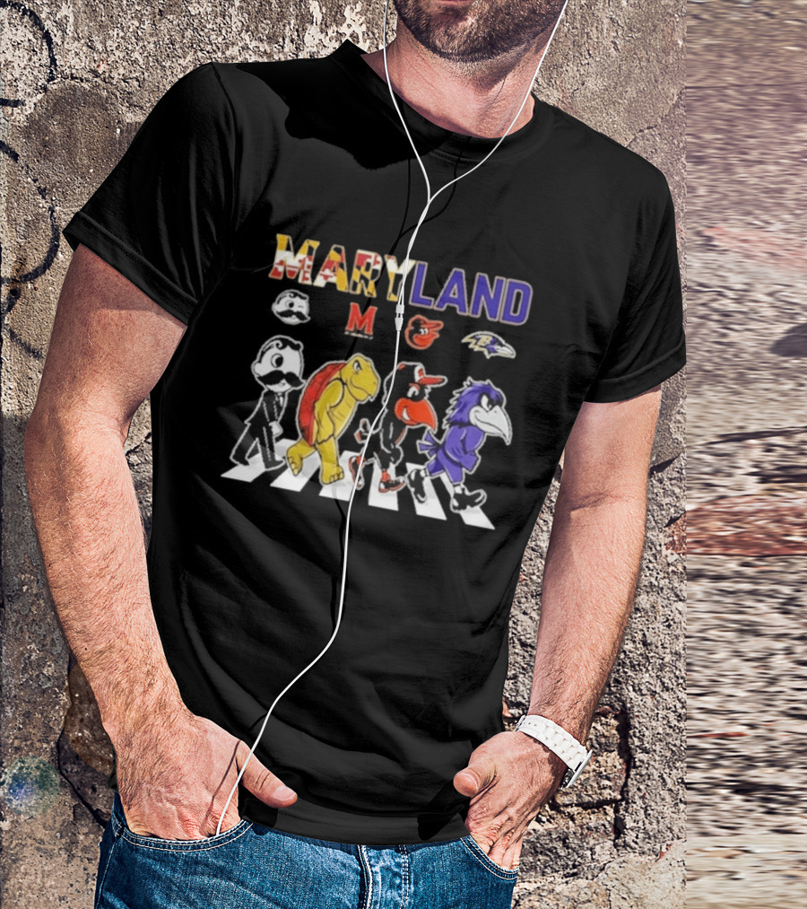 Maryland Sports Mascots Abbey Road Terrapin Oriole Raven Historical Sports Teams T-Shirt