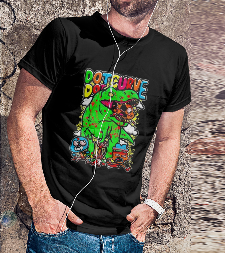 Dot Dot Curve Gumballs Gone Rawr Dinosaur Cartoon Clouds T-Shirt