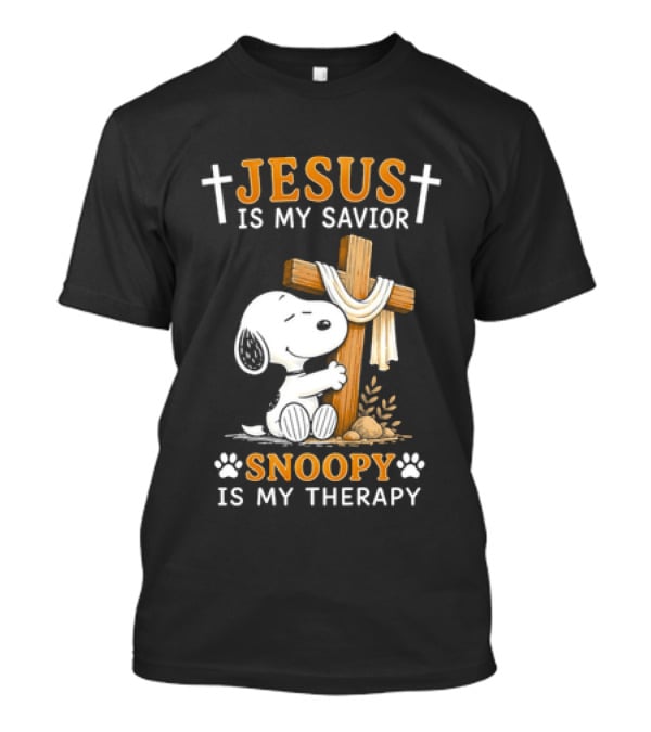 Jesus Is My Savior Snoopy Is My Therapy Cross And Faithful Beagle T-Shirt