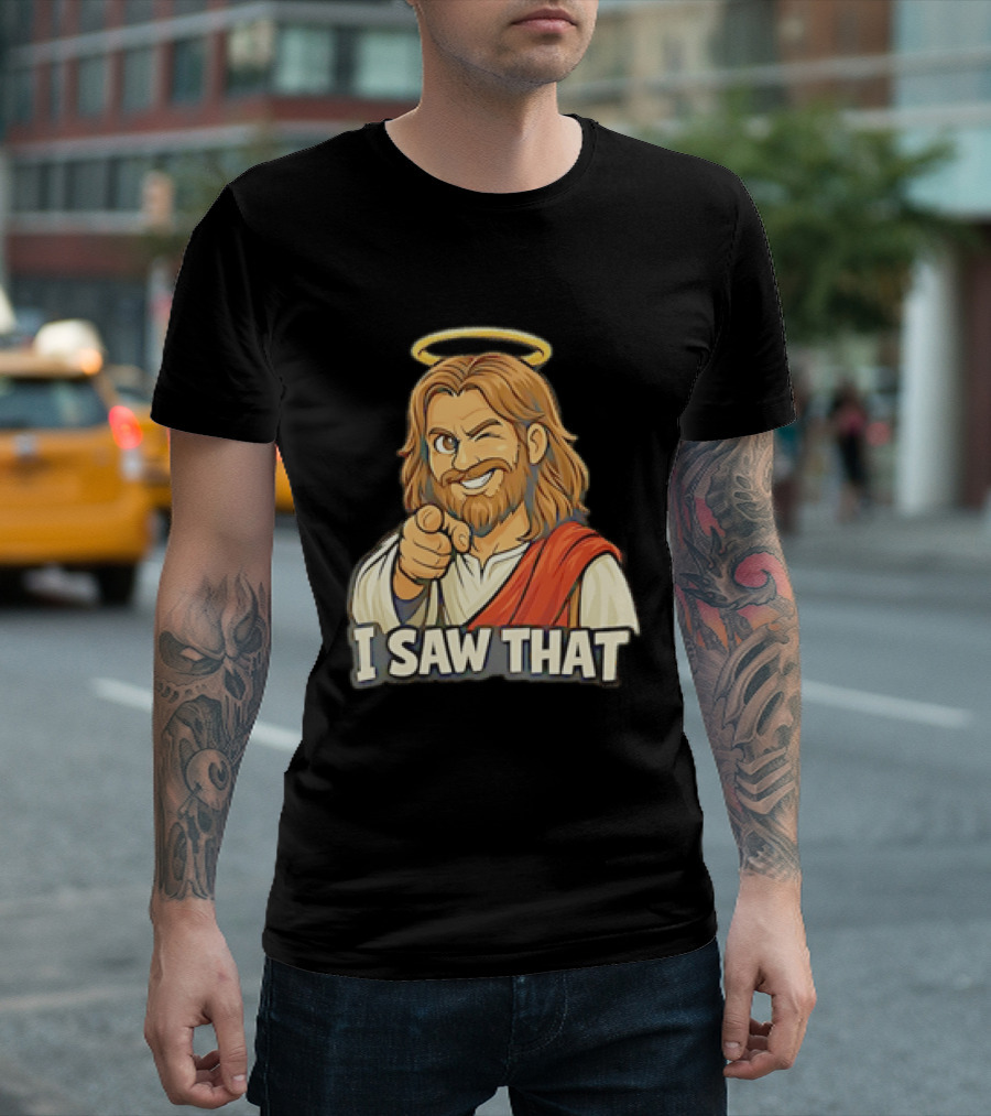 Jesus Winking Pointing I Saw That Halo Robe T-Shirt