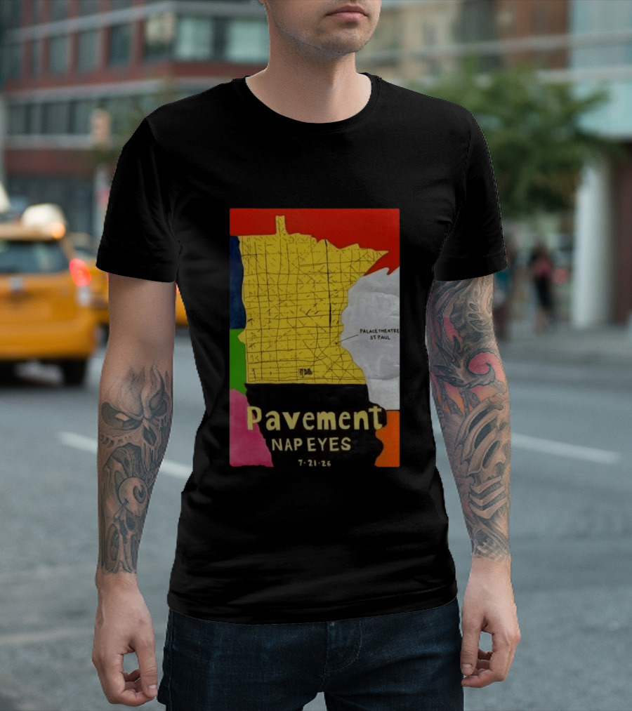 Pavement Nap Eyes Palace Theatre St Paul July 21 2026 Minnesota Map T-Shirt