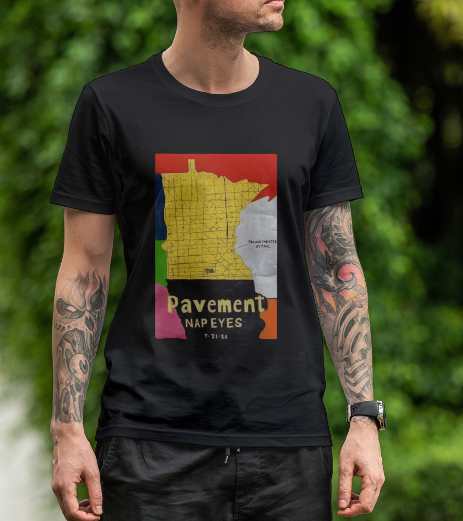 Pavement Nap Eyes Palace Theatre St Paul July 21 2026 Minnesota Map T-Shirt