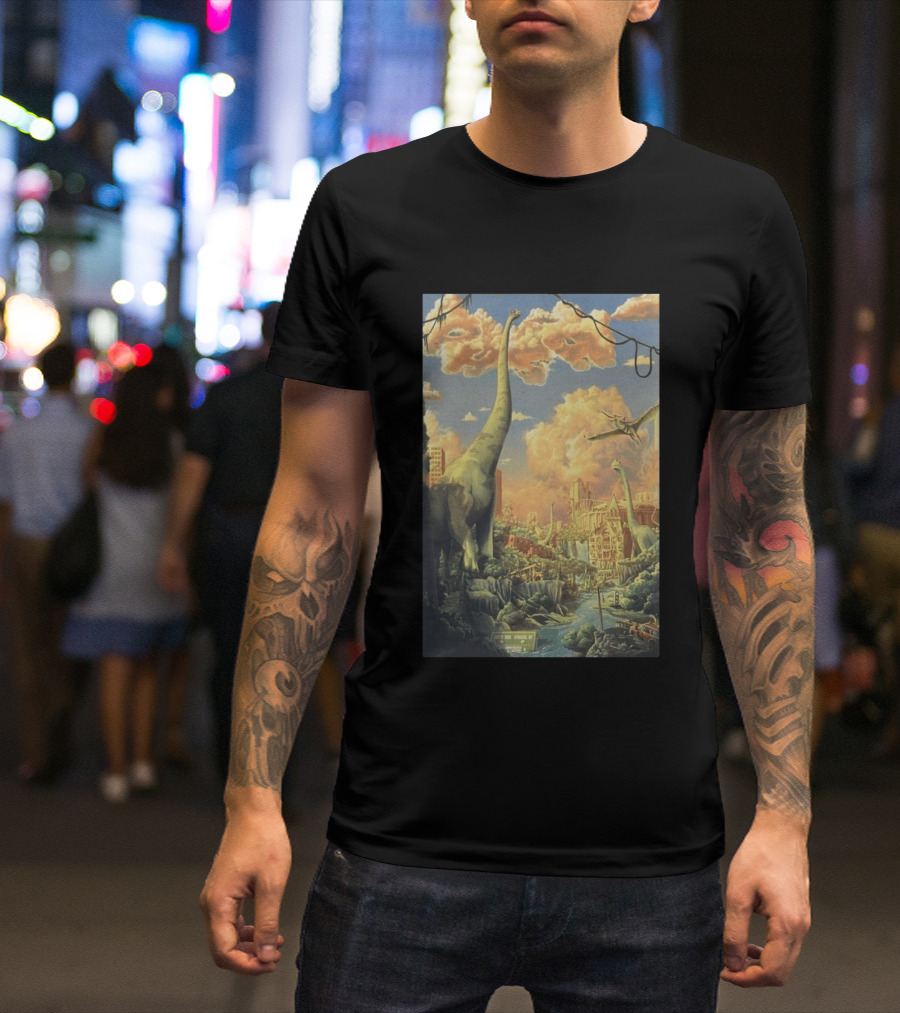 Phish July 21 2026 Syracuse New York Dinosaurs Cityscape T-Shirt