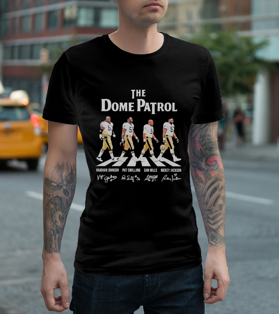 The Dome Patrol New Orleans Saints Vaughan Johnson Pat Swilling Sam Mills Rickey Jackson Abbey Road T-Shirt