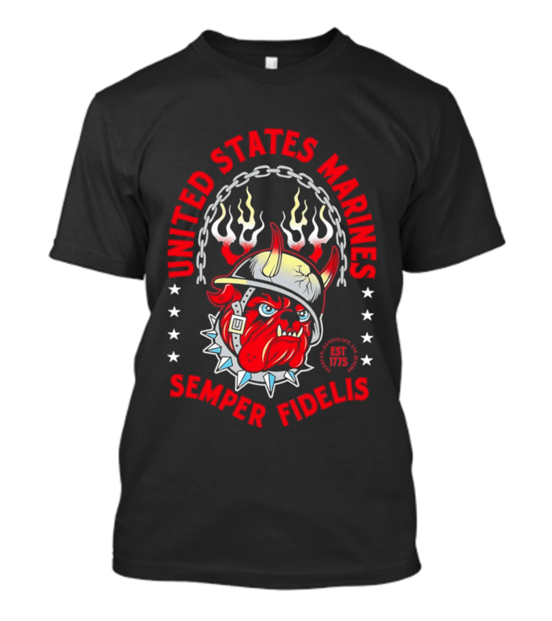 United States Marines Semper Fidelis Bulldog Helmet EST 1775 T-Shirt