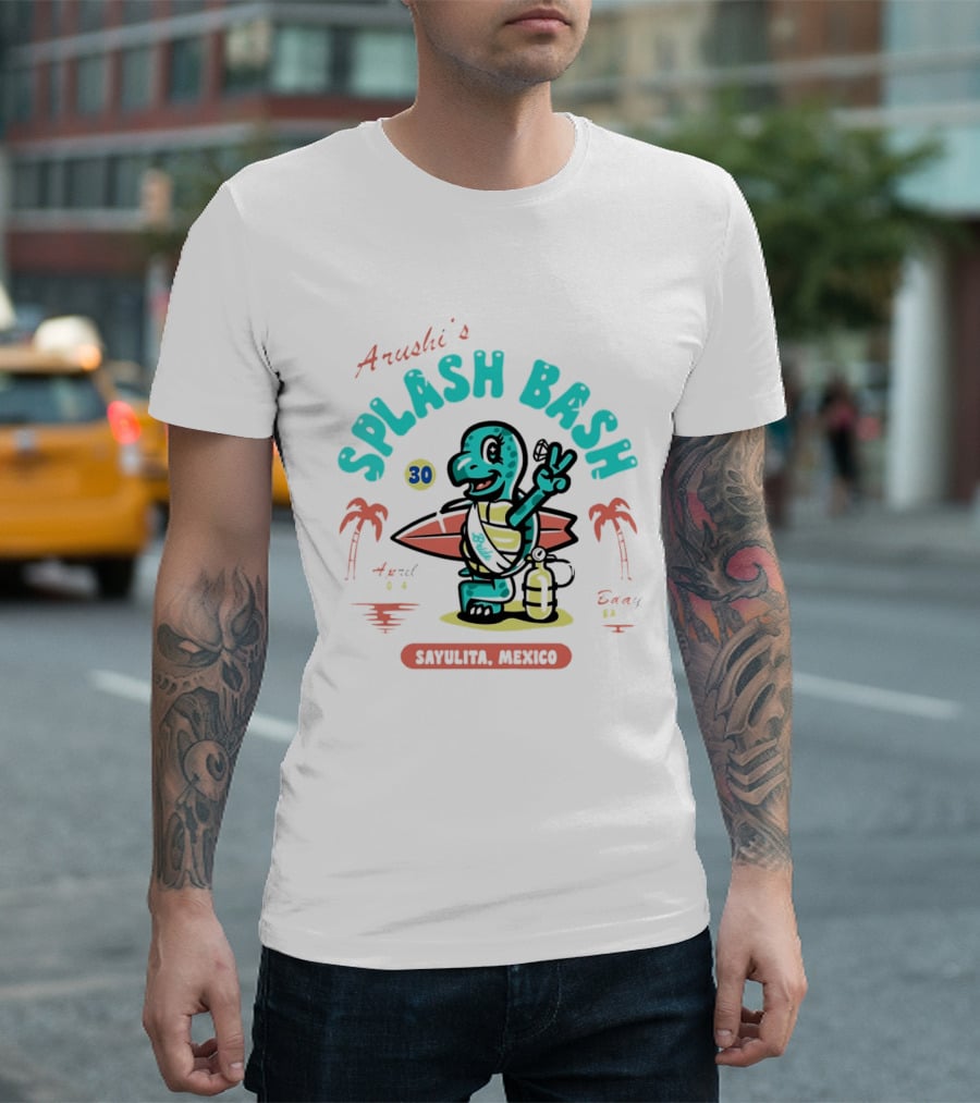 Arushi's Splash Bash Surfing Turtle 30th Birthday Sayulita Mexico T-Shirt