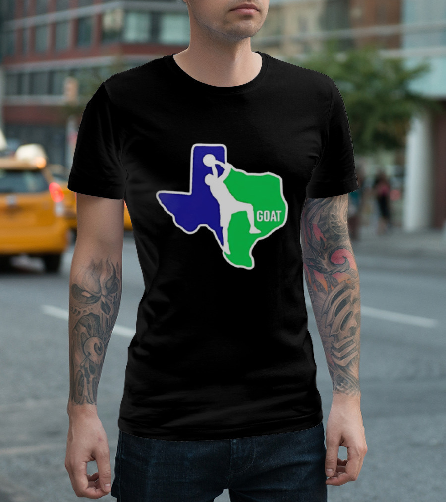 Texas Basketball Goat Silhouette Blue Green State T-Shirt