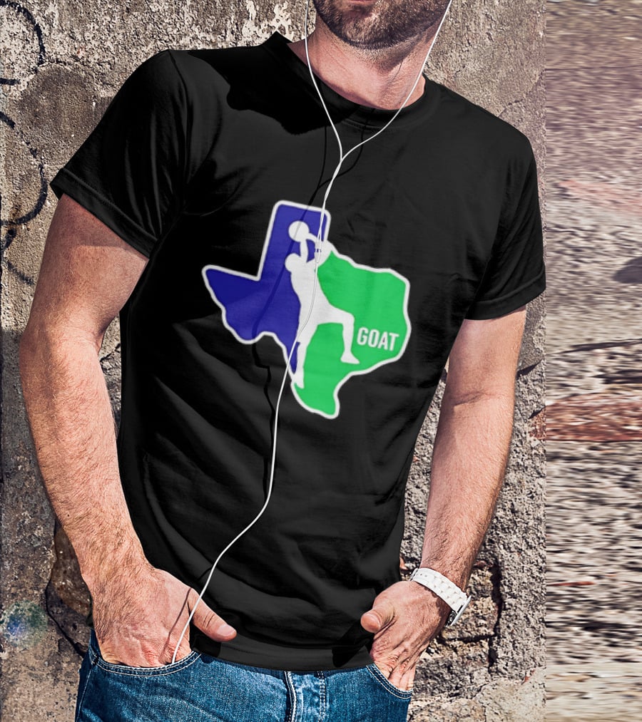 Texas Basketball Goat Silhouette Blue Green State T-Shirt