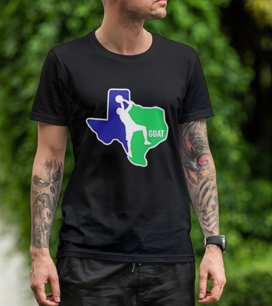 Texas Basketball Goat Silhouette Blue Green State T-Shirt