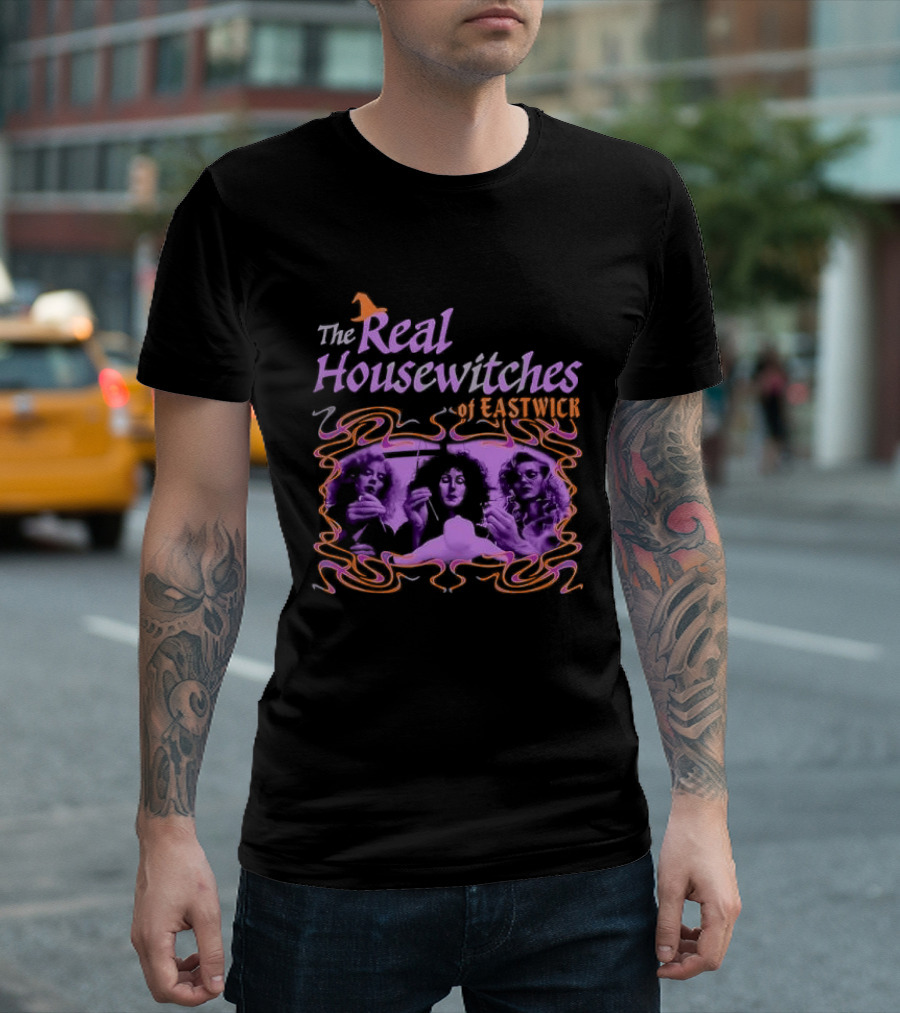 The Real Housewitches Of Eastwick Witchy Vibes Three Women Voodooing A Doll T-Shirt