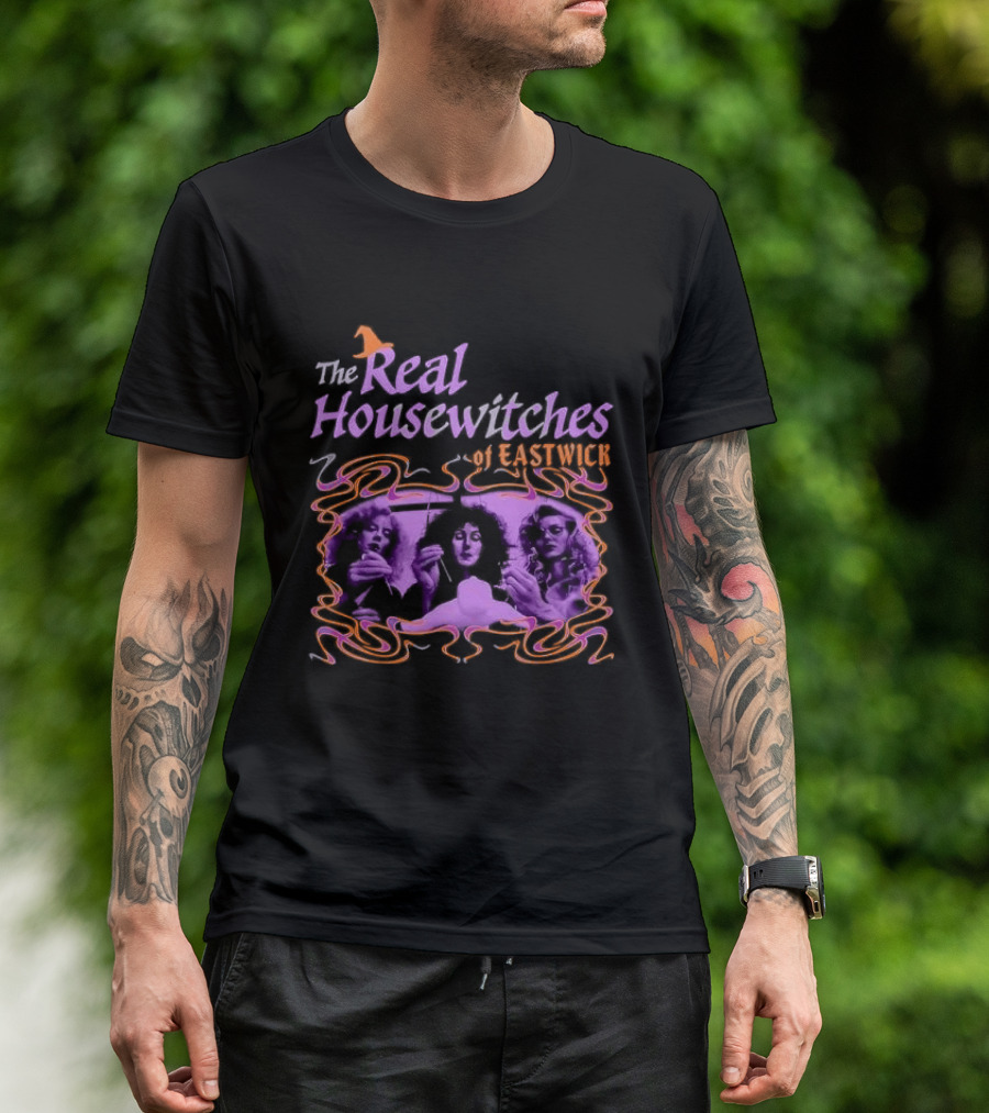 The Real Housewitches Of Eastwick Witchy Vibes Three Women Voodooing A Doll T-Shirt