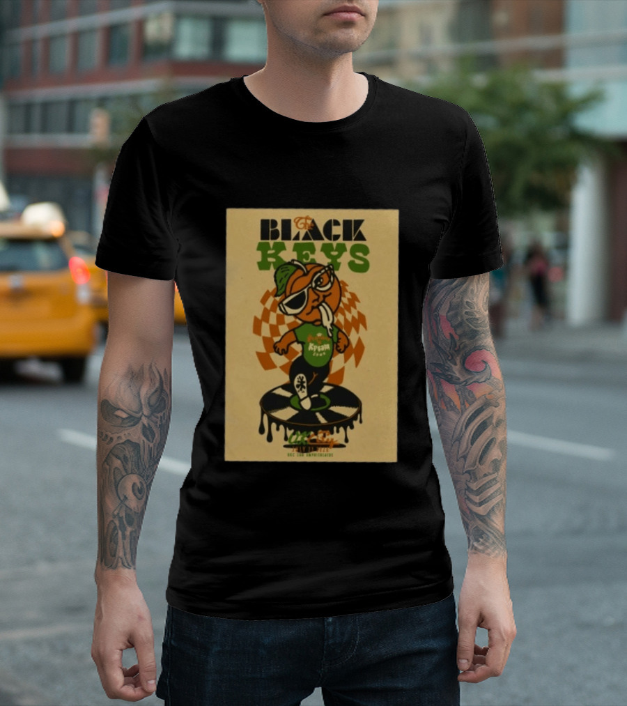 The Black Keys Oklahoma City OK July 21 2026 Checkered Record Orange Character Event T-Shirt