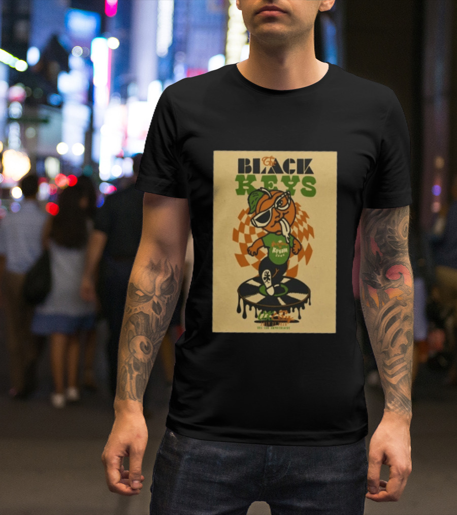 The Black Keys Oklahoma City OK July 21 2026 Checkered Record Orange Character Event T-Shirt
